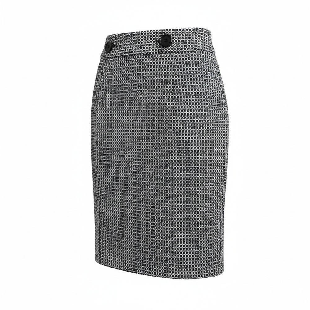 Ann Taylor Womens Pencil‎ Skirt Geometric Grid Button Detail Workwear 0